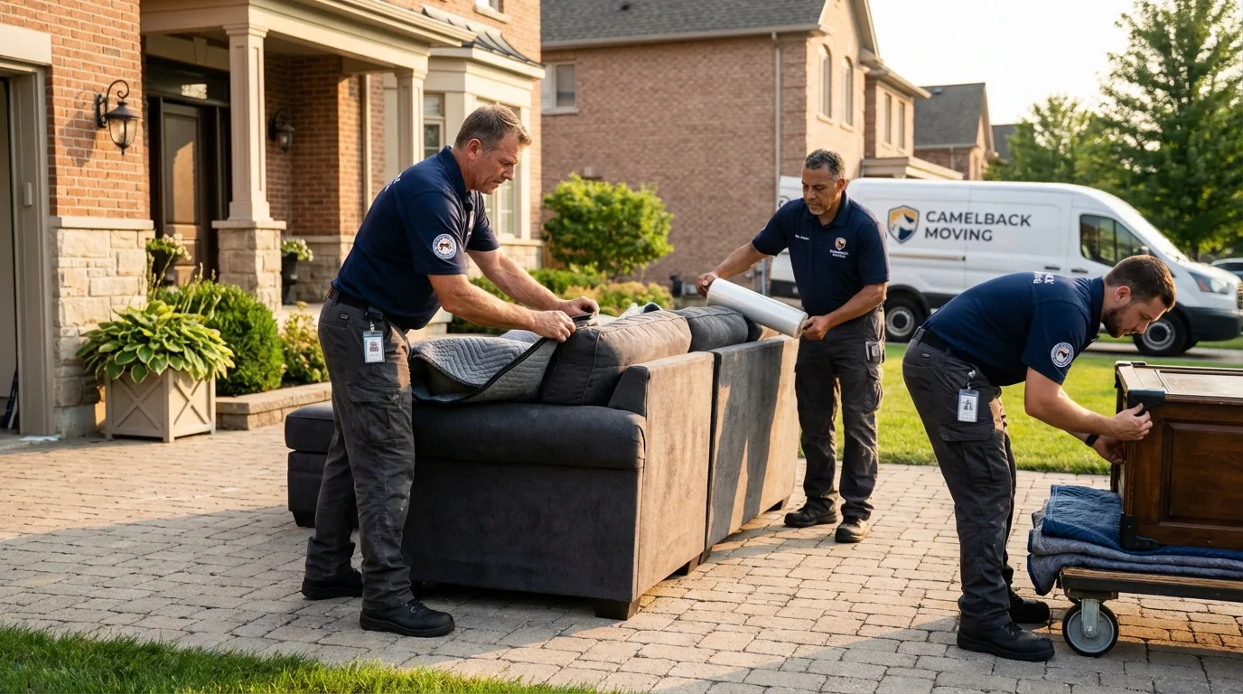Large estate moving crew wrapping furniture in Kingsville, TX